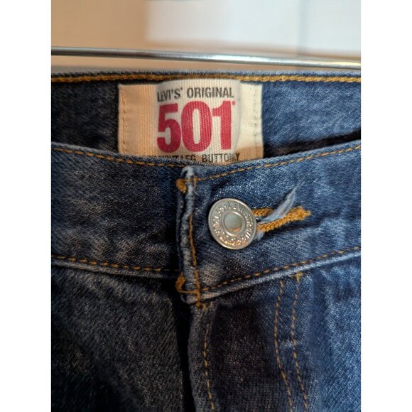 VTG Levis 501 38x32 Rare Blank Red Tab Trademark “R” Dark /Med Wash Blue Jeans - Picture 6 of 12
